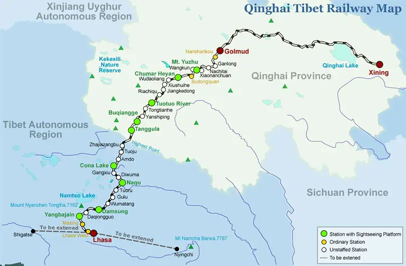 ruta tren pekin lhasa